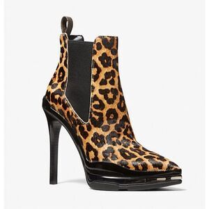 New Michael Kors Keke calf hair leopard boots Sz 9 platform
